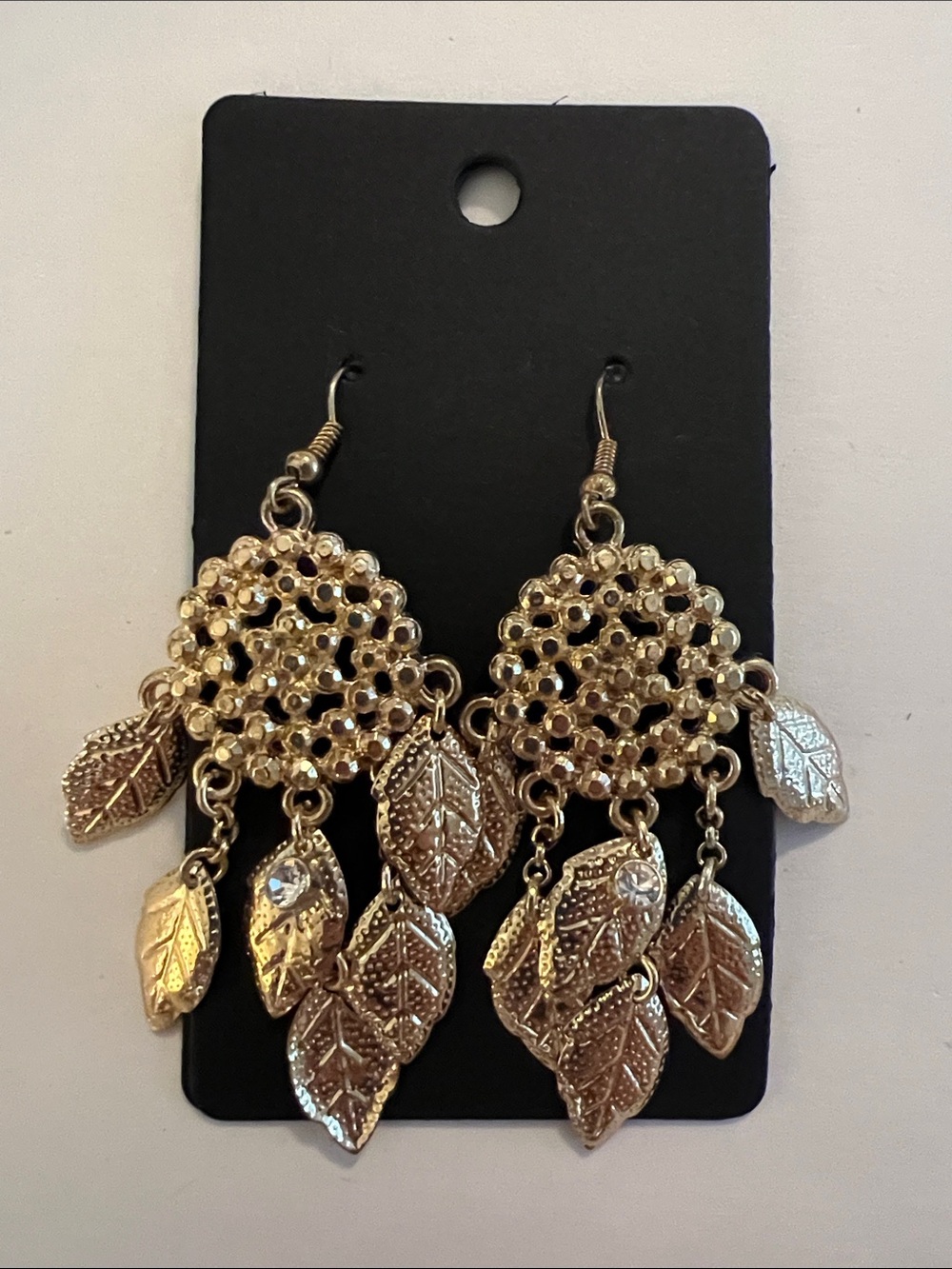 Gold-Tone Leaf Cluster Dangle Earrings